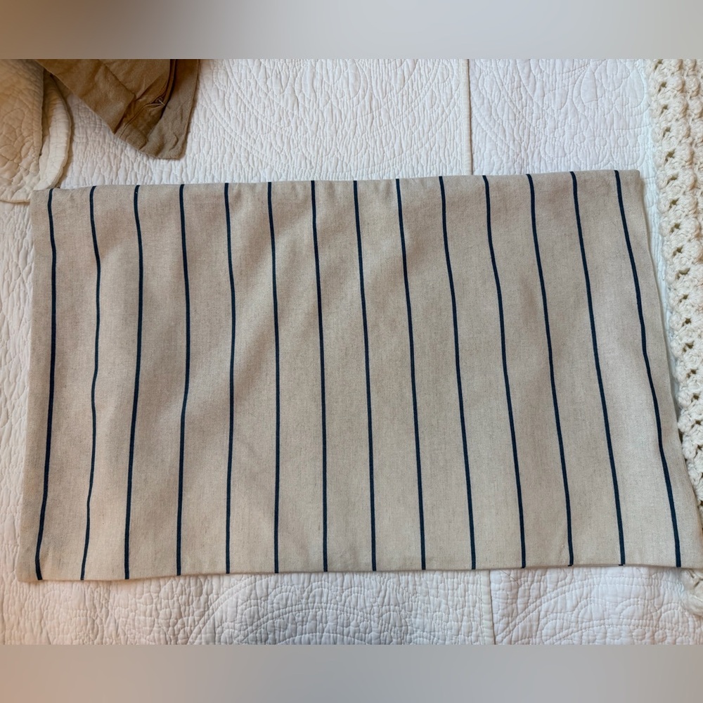 Pottery Barn cotton and linen  stripped pillow cover lumbar